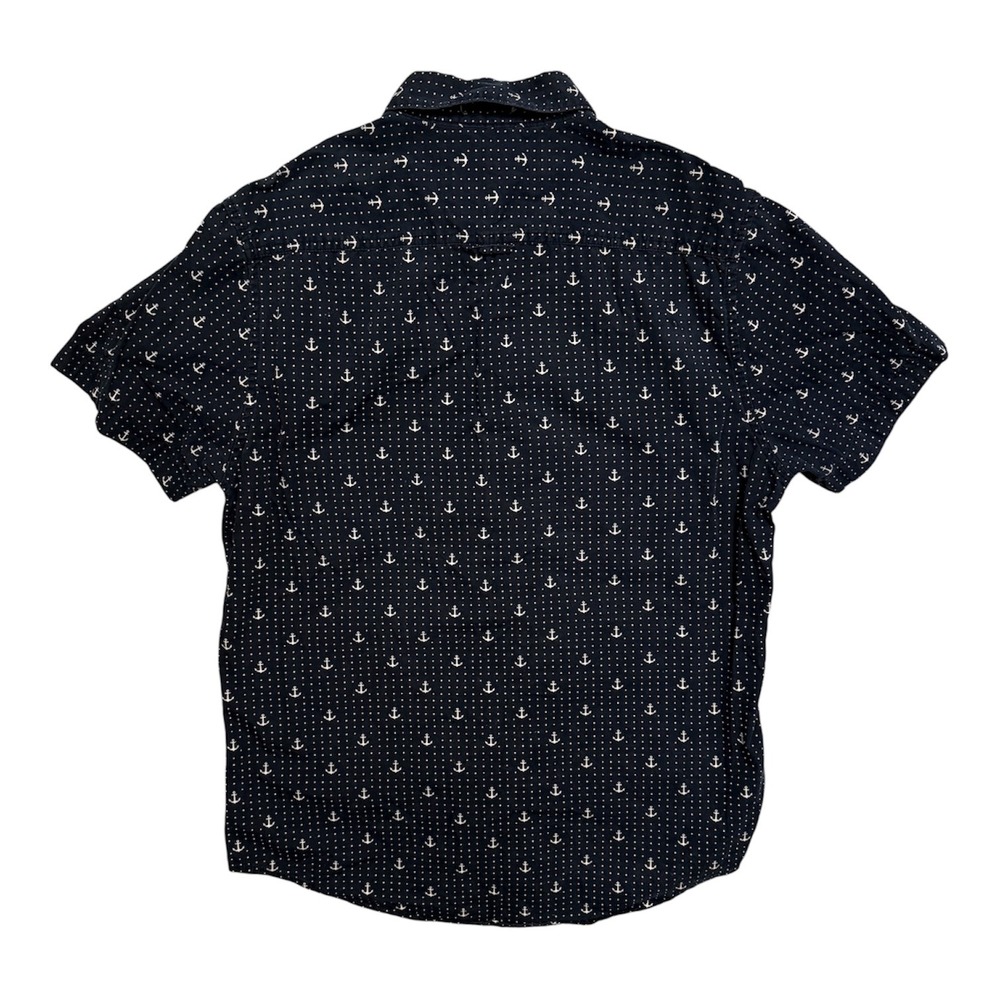 Denim & Flower Ricky Singh Mens Navy Blue Anchor Polka Dot Button Down Shirt Med - Picture 2 of 5